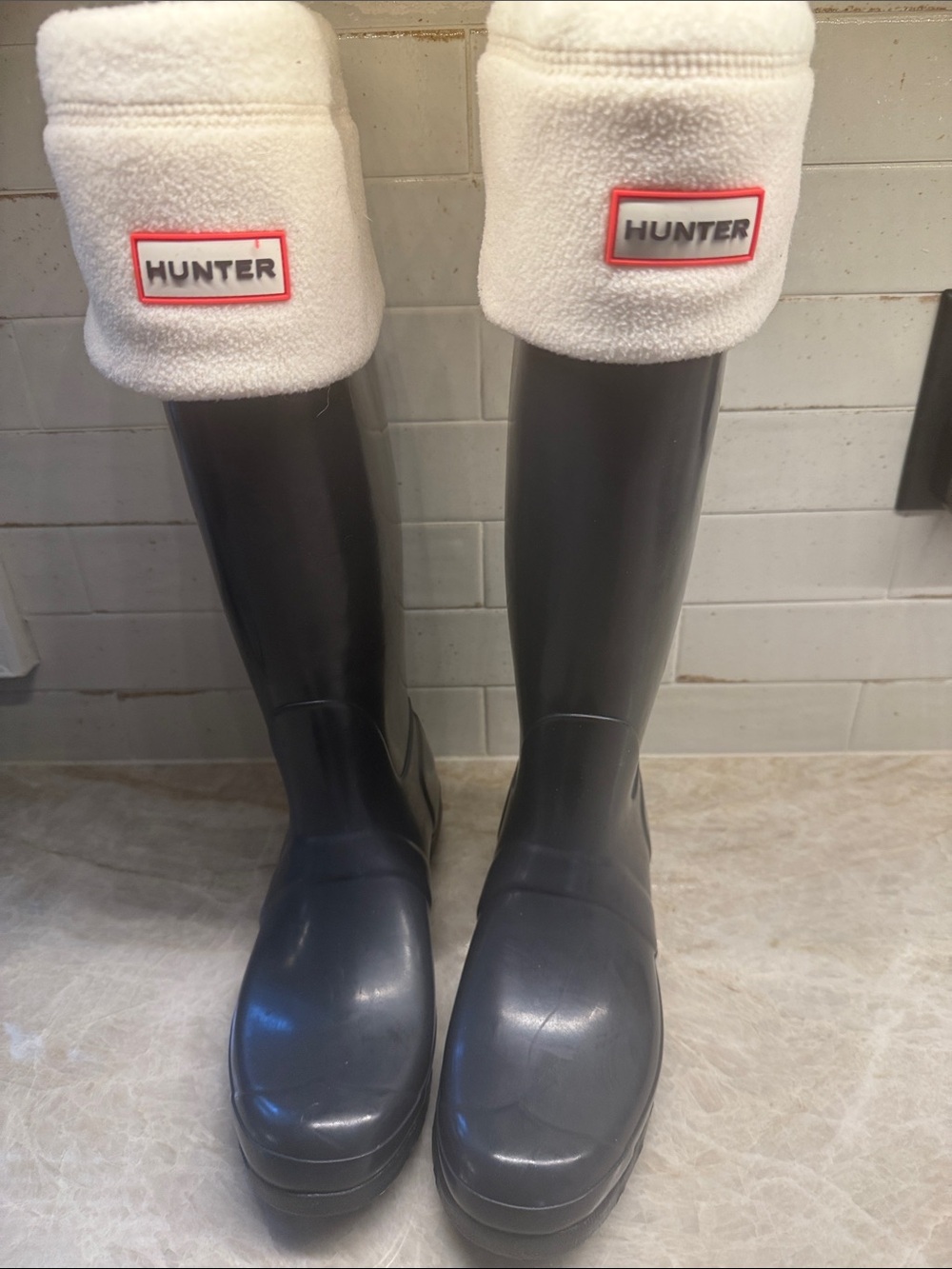 Hunter Women's Tall Rubber Rain Boots - Blue sz8